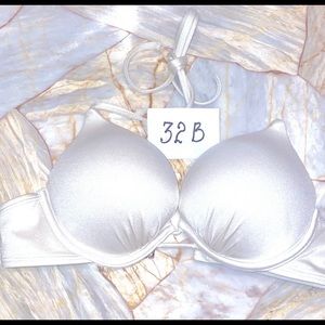 White 32B VS Bombshell Push-up Halter Swim Top